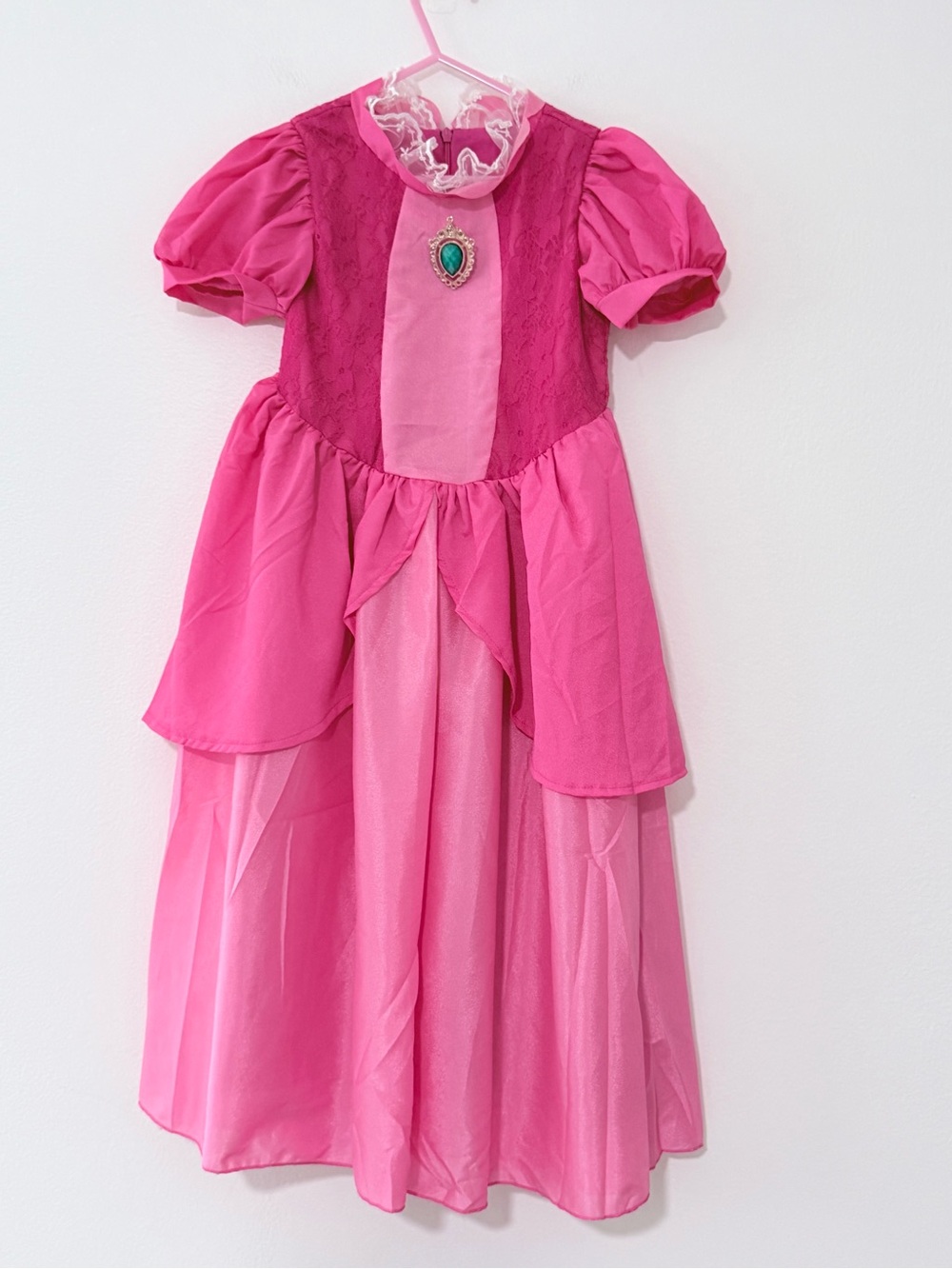 Girls Princess Peach Inspired Costume Dress Pink Super Mario Size 110
